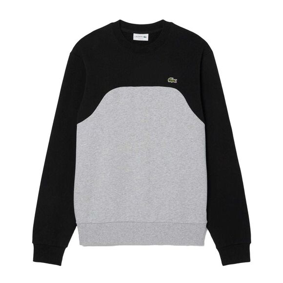 Lacoste Mens Colour Block Fleece Sweatshirt / Gray/Black